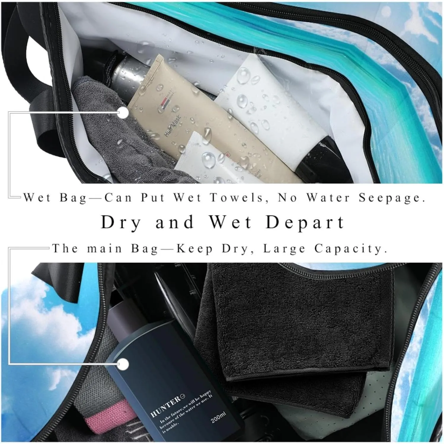 Weekender Travel Bag,Small Gym Bag,Sand Beach and Tropical Sea,Gym Duffle Bag