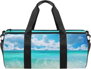 Weekender Travel Bag,Small Gym Bag,Sand Beach and Tropical Sea,Gym Duffle Bag