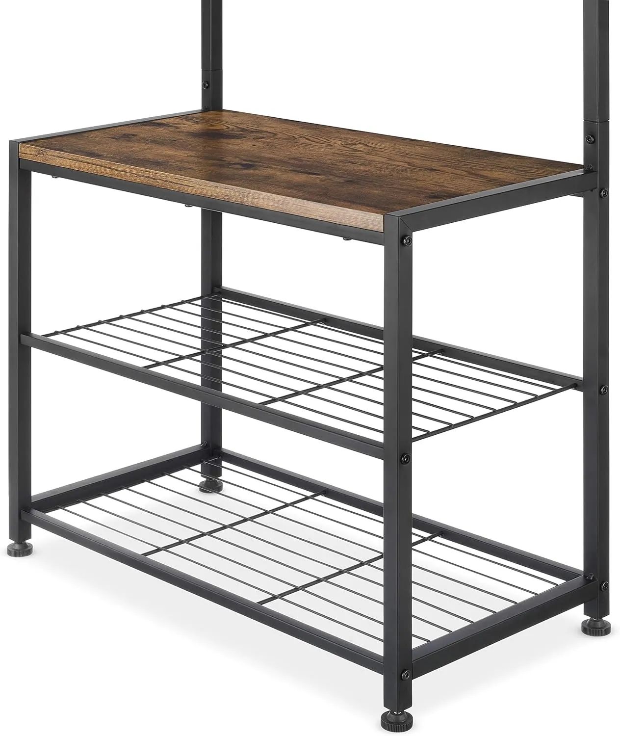 Whitmor Modern Industrial Entryway Coat Rack Hall Tree w/Shoe Storage, Rustic Brown