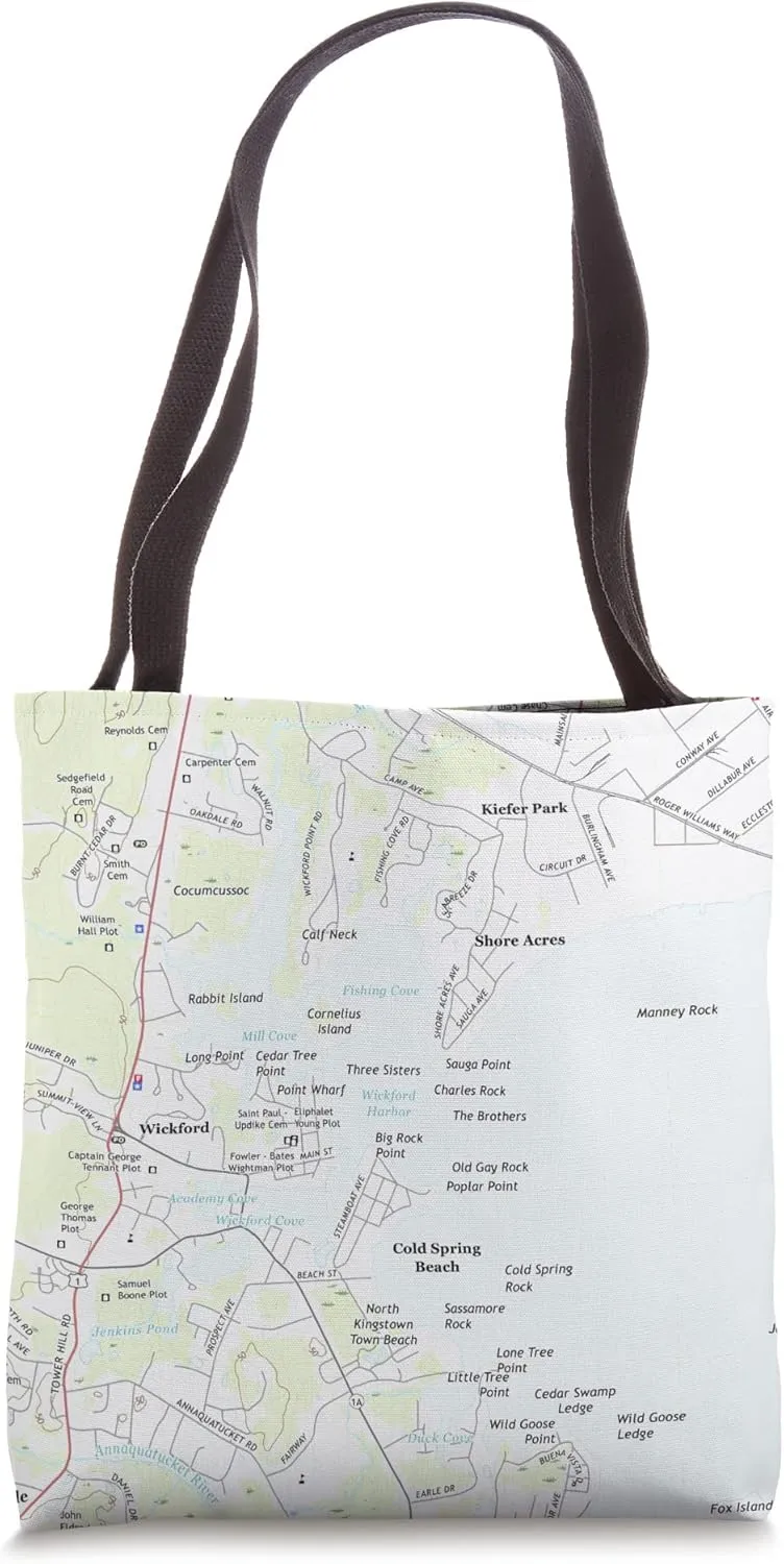 Wickford Harbor RI Map (2018) Tote Bag
