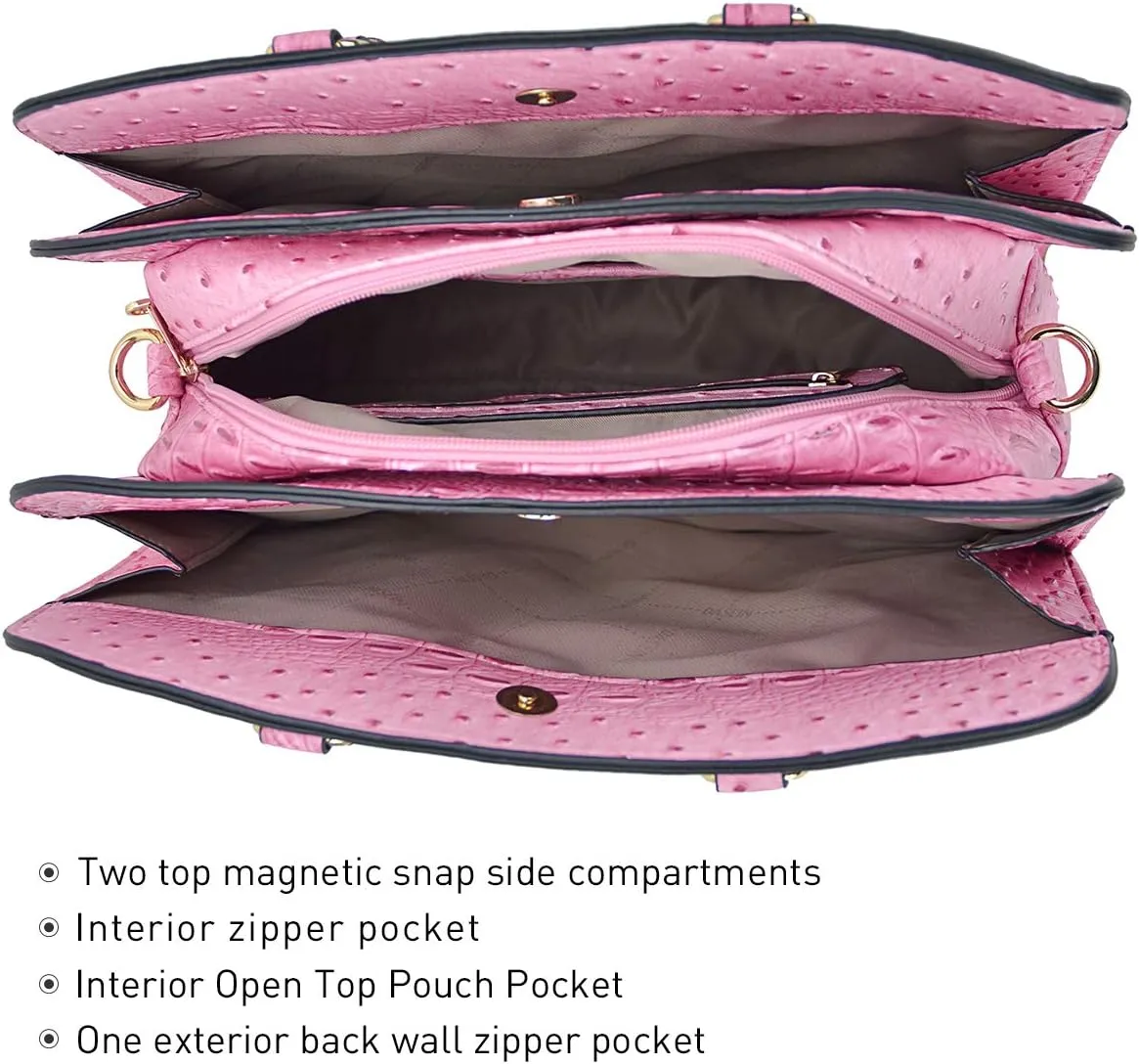 Women Handbag Wallet Tote Shoulder Hobo Bag Top Handle Satchel Purse Set 2pcs with 3 Compartments