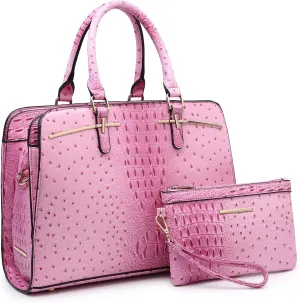 Women Handbag Wallet Tote Shoulder Hobo Bag Top Handle Satchel Purse Set 2pcs with 3 Compartments