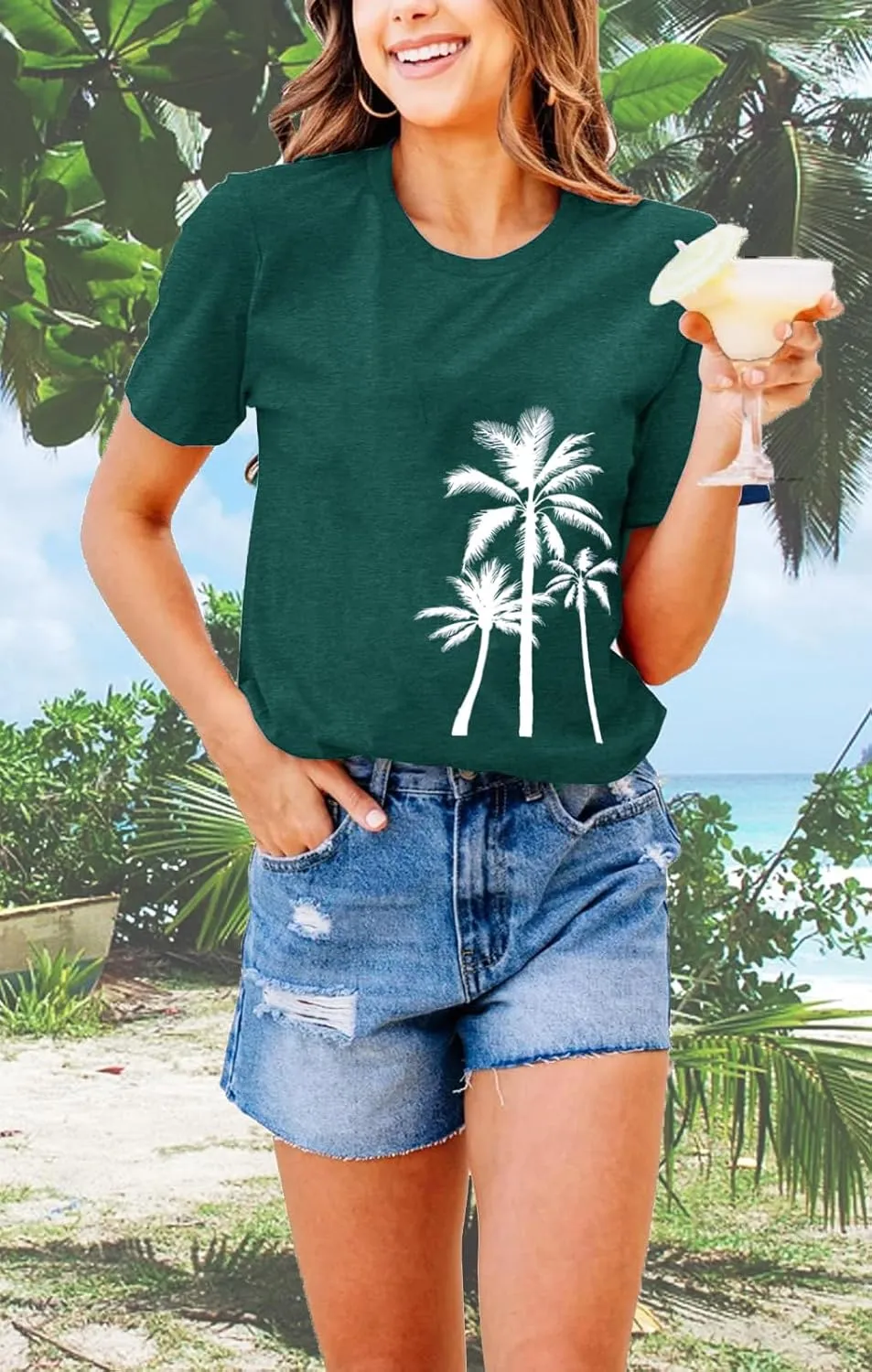 Women Hawaiian Shirt Summer Vacation Tee Floral Tropic Graphic Top Beach Cruise Party Tshirt Athletic Outfit