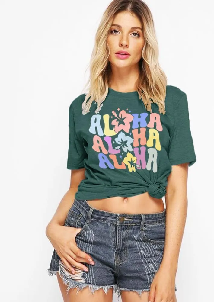 Women Hawaiian Shirt Summer Vacation Tee Floral Tropic Graphic Top Beach Cruise Party Tshirt Athletic Outfit