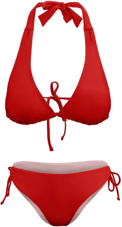 Women's Bikini Sets Two Piece Bathing Suits Sexy Textured Halter Padded Bikini Swimsuits Side Tie Thong Bottom Swimwear