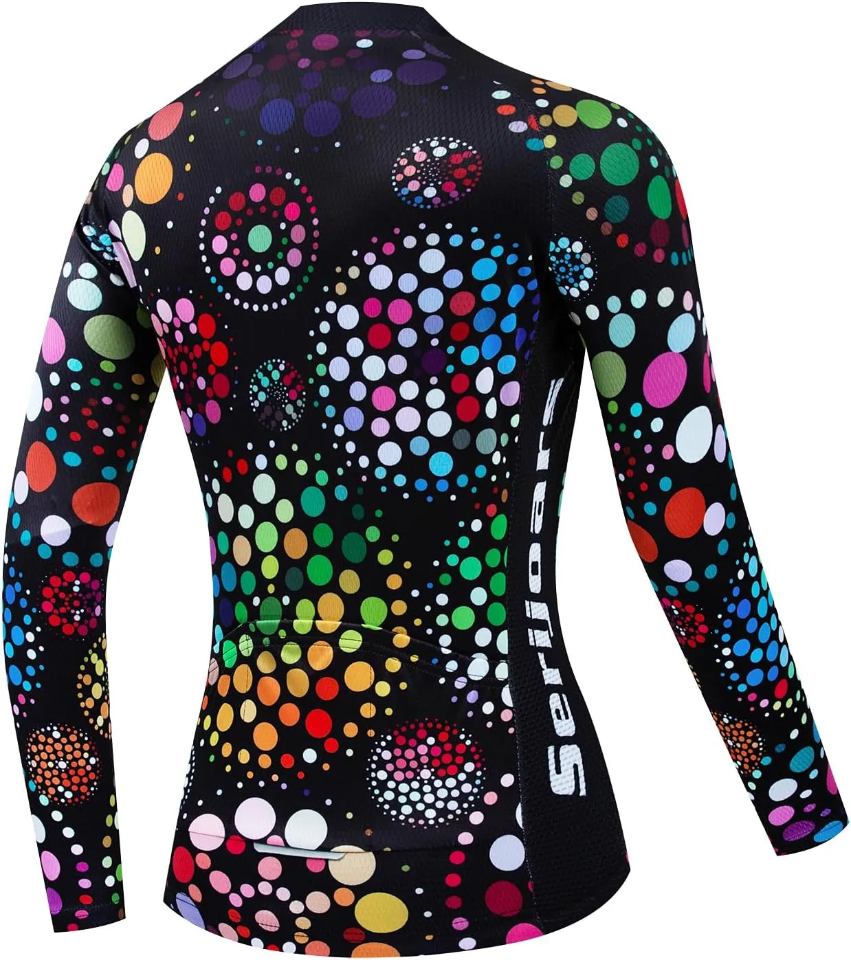 Women's Long Sleeve Cycling Jersey, Quick Dry Bike Top with Reflective Strip, Zipper and Pockets