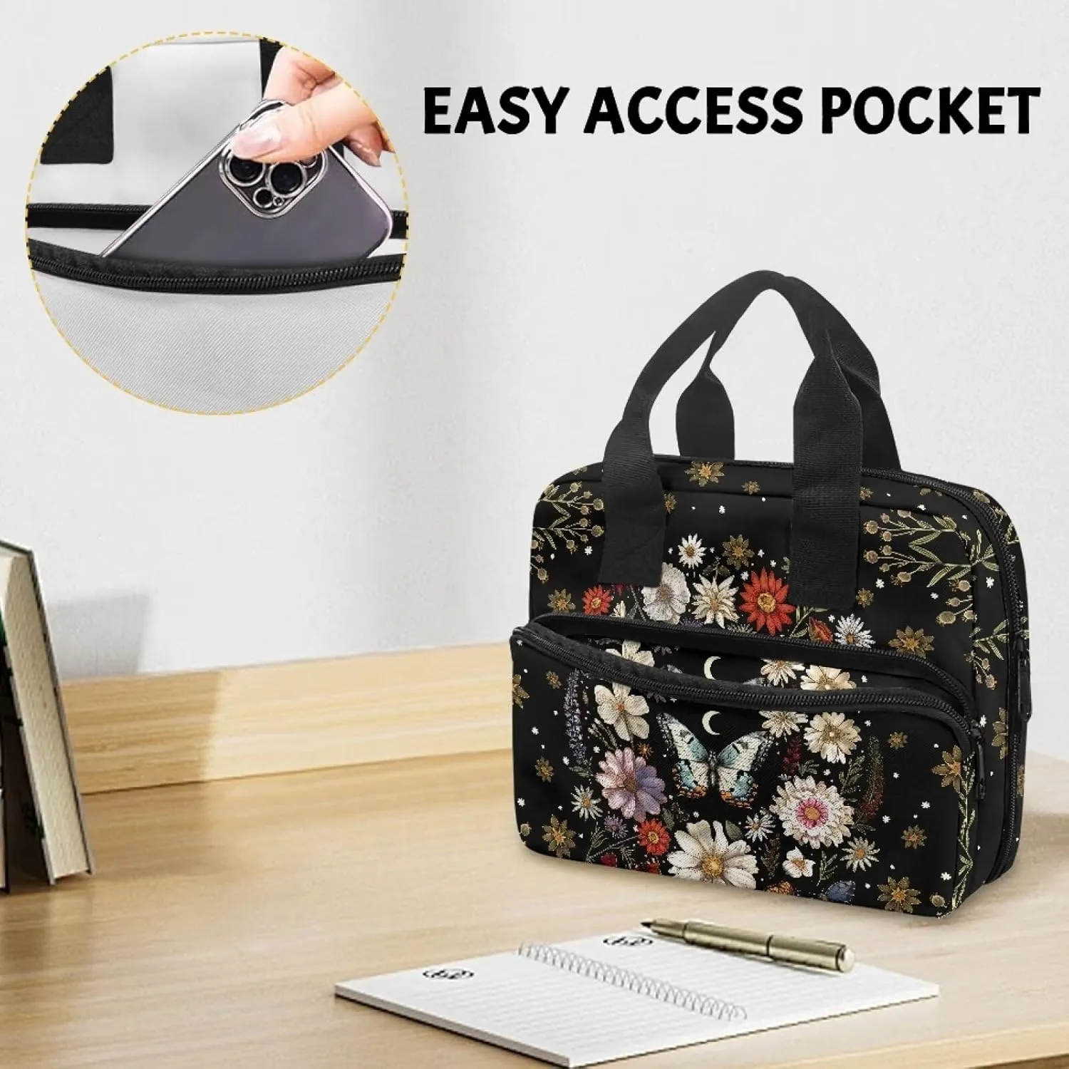 Womens Mens Bible Cover Inspirational Bible Carrying Case with Handle Zipper Church Organizer Bag for School