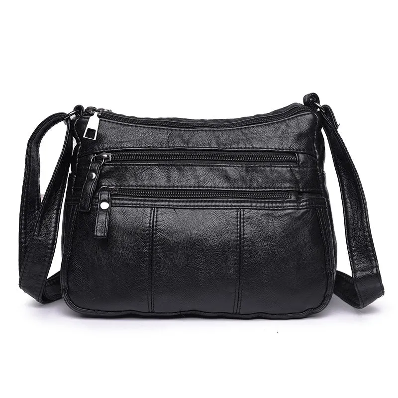 Women's Mom Washed Soft Leather Pouches Versatile Crossbody Bags
