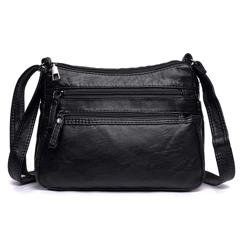 Women's Mom Washed Soft Leather Pouches Versatile Crossbody Bags