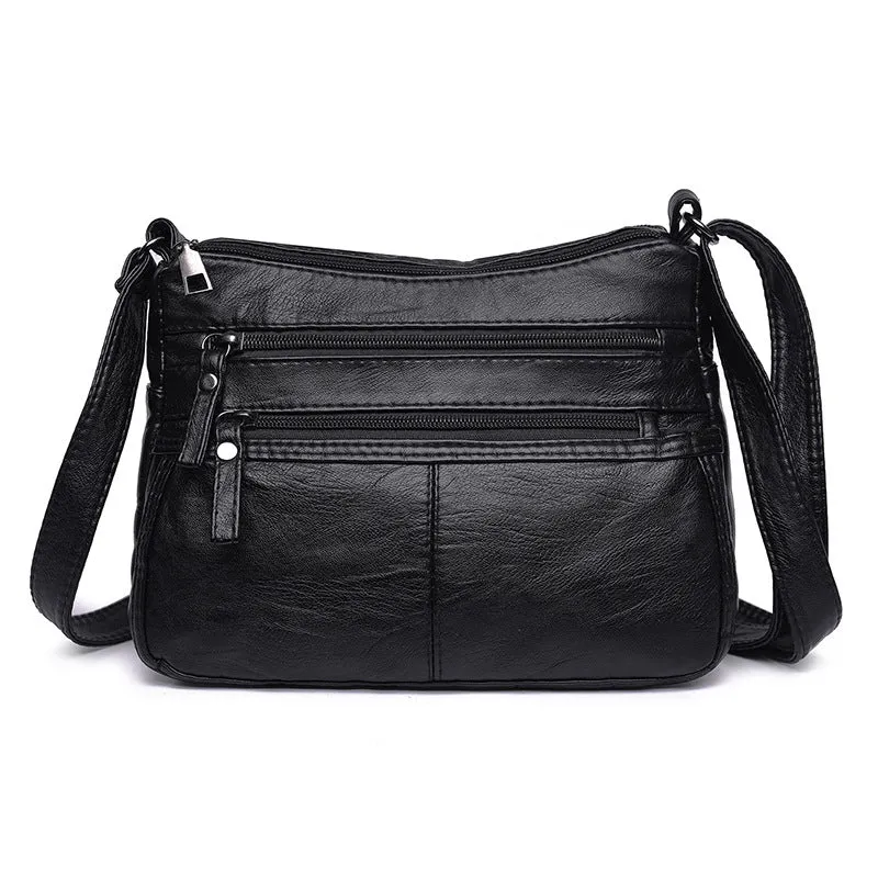 Women's Mom Washed Soft Leather Pouches Versatile Crossbody Bags