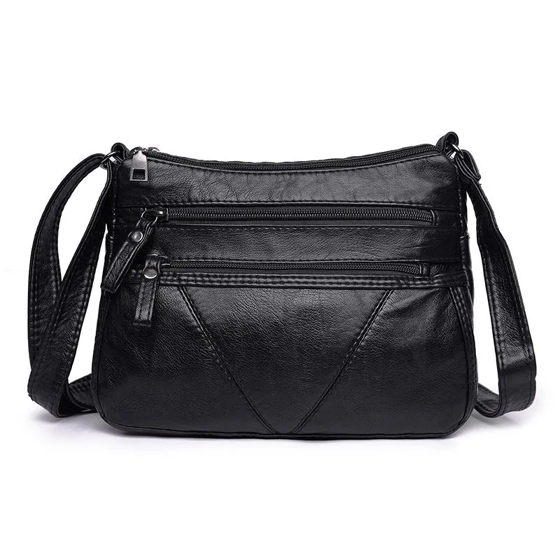 Women's Mom Washed Soft Leather Pouches Versatile Crossbody Bags