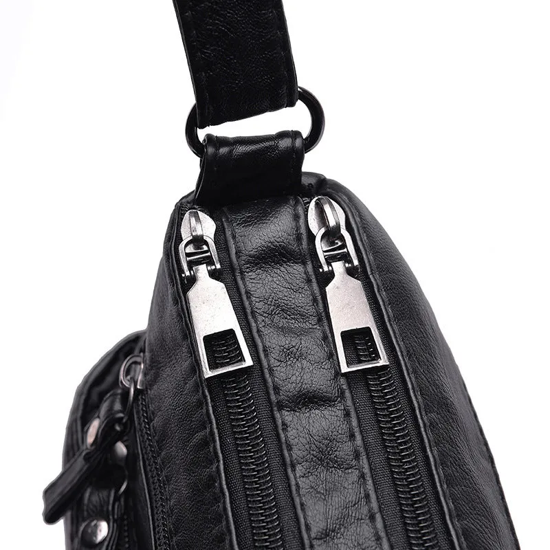 Women's Mom Washed Soft Leather Pouches Versatile Crossbody Bags