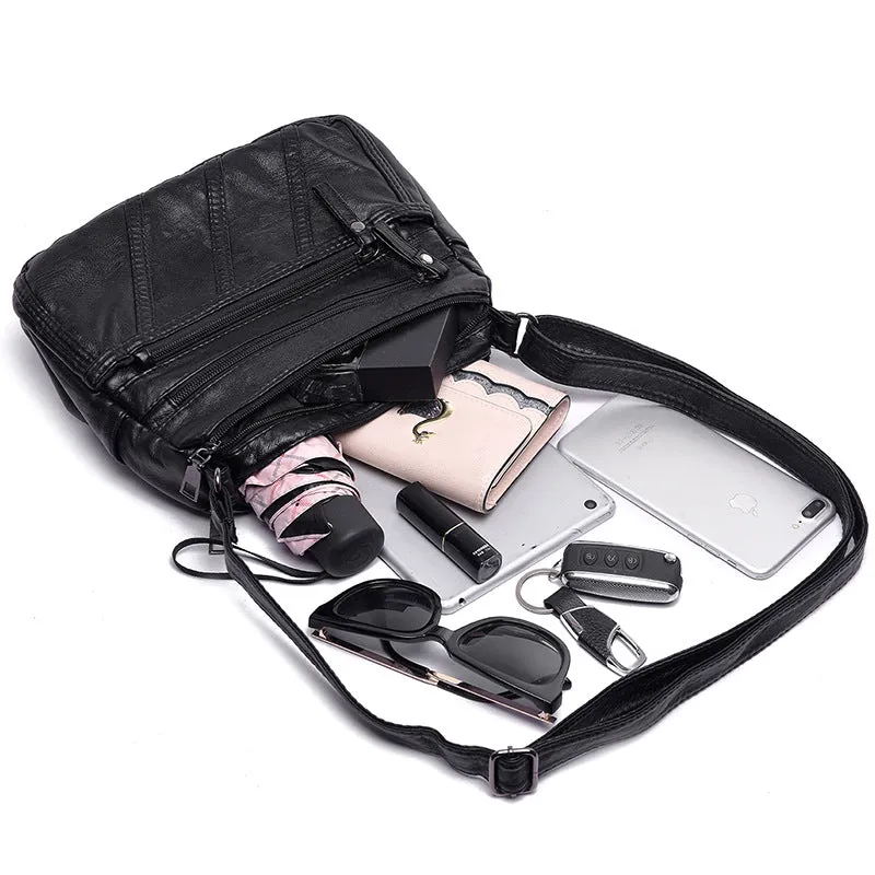 Women's Mom Washed Soft Leather Pouches Versatile Crossbody Bags