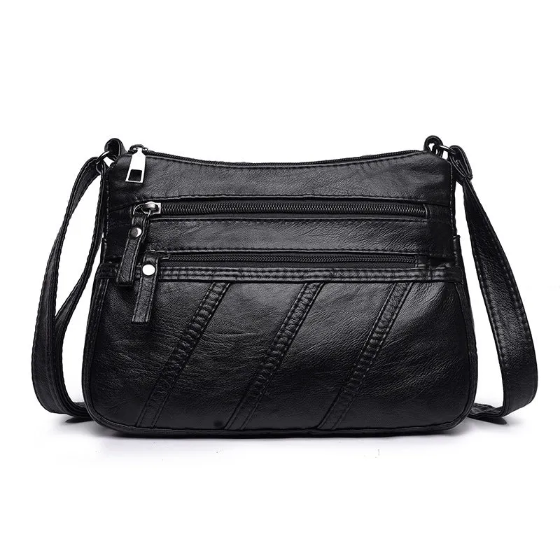 Women's Mom Washed Soft Leather Pouches Versatile Crossbody Bags