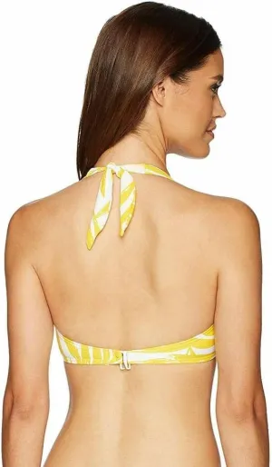 Women's Standard Halter Bikini Top Swimsuit with Removable Soft Cups, Saffron, Large