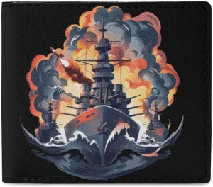 WW2 Warship Battleship Cruisers Naval Fleet Coin Purse PU Leather Small Change Purse Pouch Portable Card Holder Wallet for Women Men