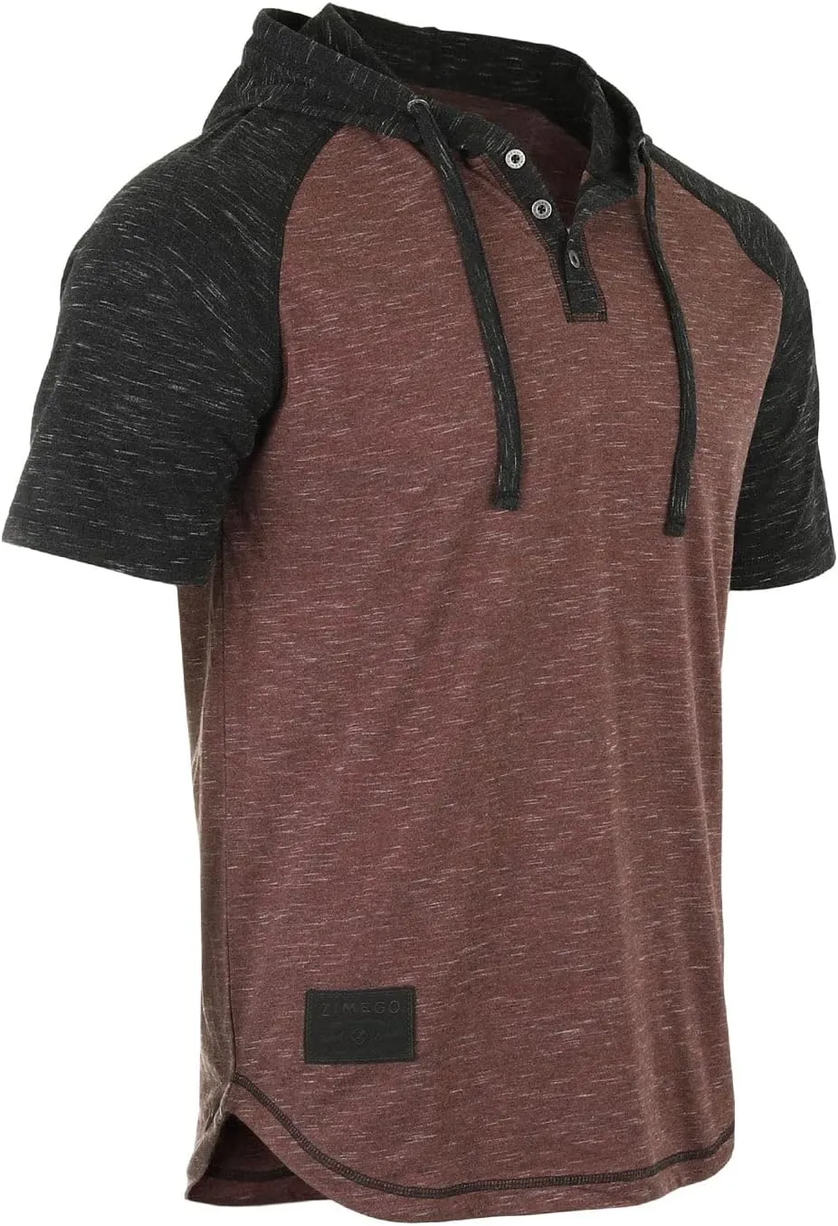 ZIMEGO Men’s Color Block Short Sleeve Casual Fashion Hip Hop Hooded Henley Shirt