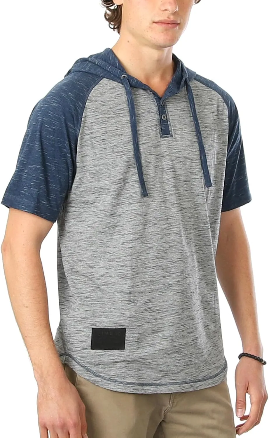 ZIMEGO Men’s Color Block Short Sleeve Casual Fashion Hip Hop Hooded Henley Shirt