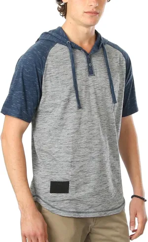 ZIMEGO Men’s Color Block Short Sleeve Casual Fashion Hip Hop Hooded Henley Shirt