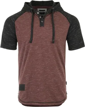 ZIMEGO Men’s Color Block Short Sleeve Casual Fashion Hip Hop Hooded Henley Shirt