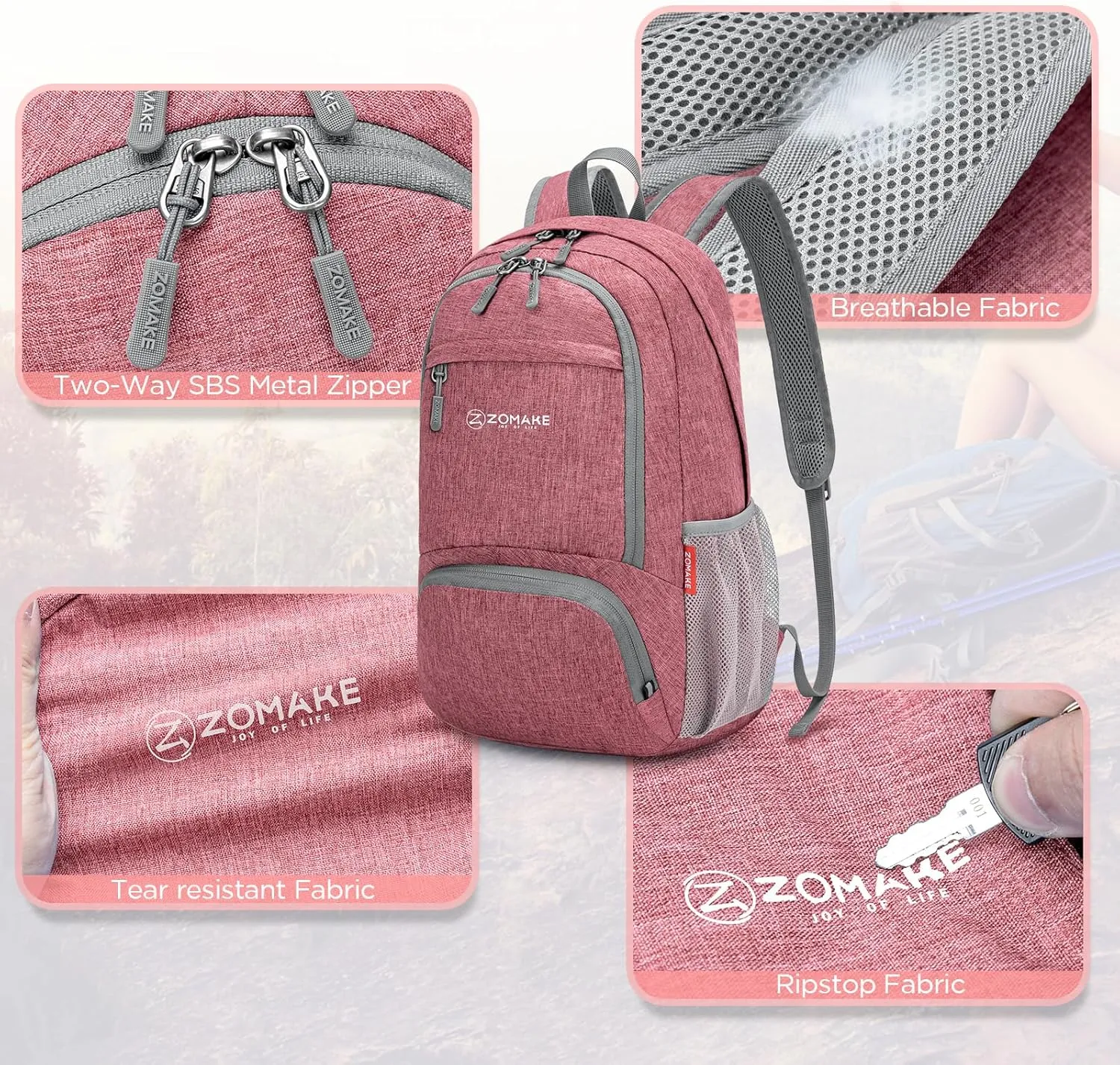 ZOMAKE 20L Lightweight Packable Hiking Backpack - Small Travel Hiking Daypack - Tear Resistant Foldable Day Pack for Camping
